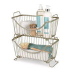 Small Stackable Metal Storage Basket – Ivory