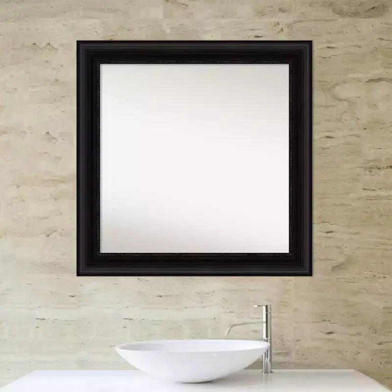 32" x 32" Square Framed Wall Mirror, Black