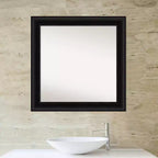 32" x 32" Square Framed Wall Mirror, Black