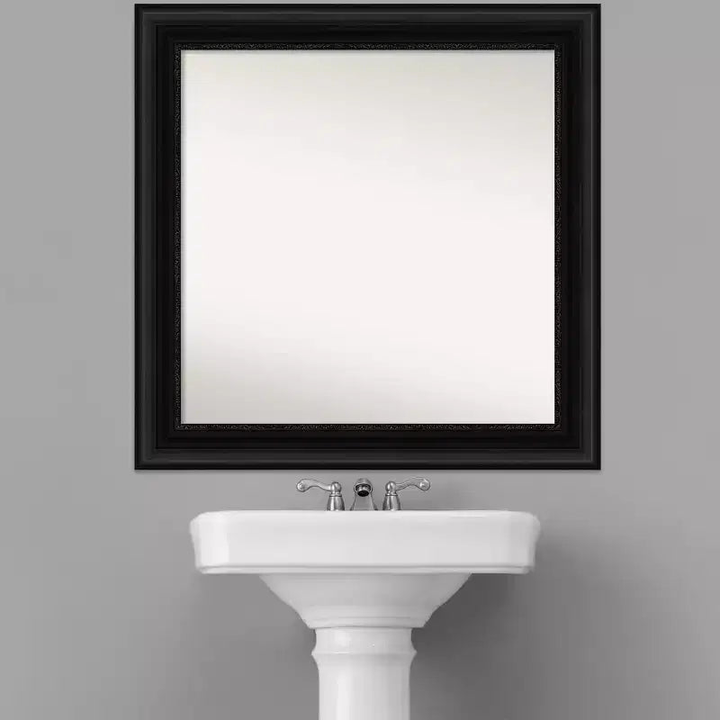 32" x 32" Square Framed Wall Mirror, Black