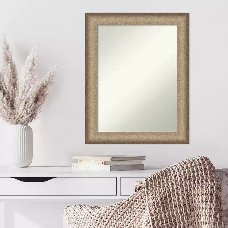 23" x 29" Brushed Bronze Framed Wall Mirror – Rectangle, Modern Style