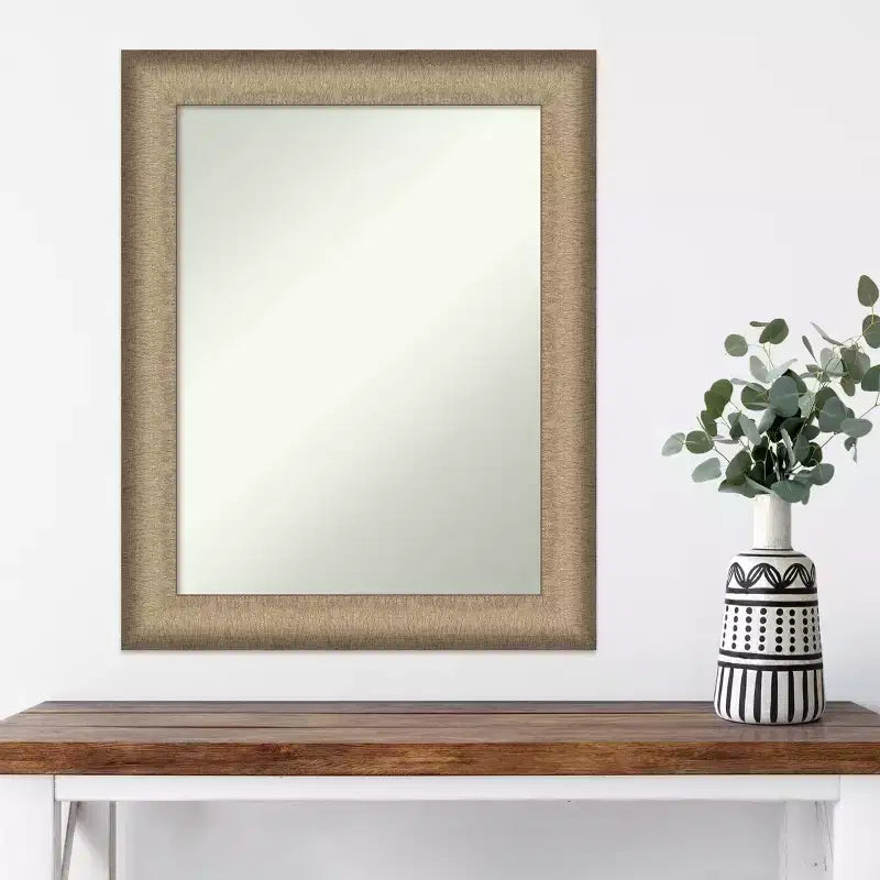 23" x 29" Brushed Bronze Framed Wall Mirror – Rectangle, Modern Style