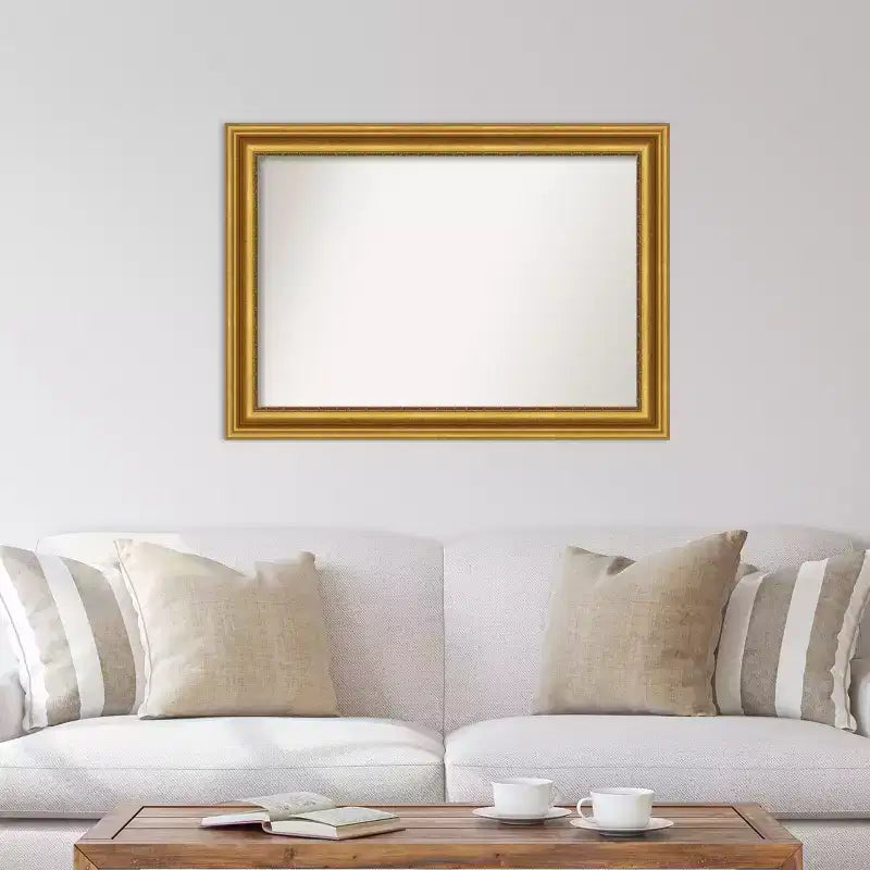 41.75" x 29.75" Framed Rectangle Wall Mirror with Gold Ornate Frame