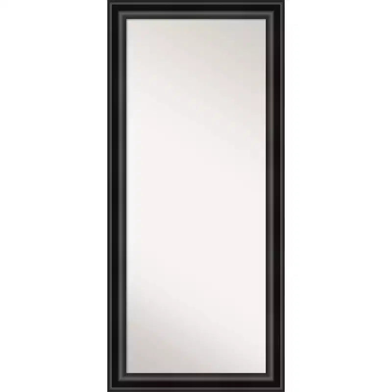 30" x 66" Non-Beveled Grand Black Full Length Floor Leaner Mirror - Amanti Art