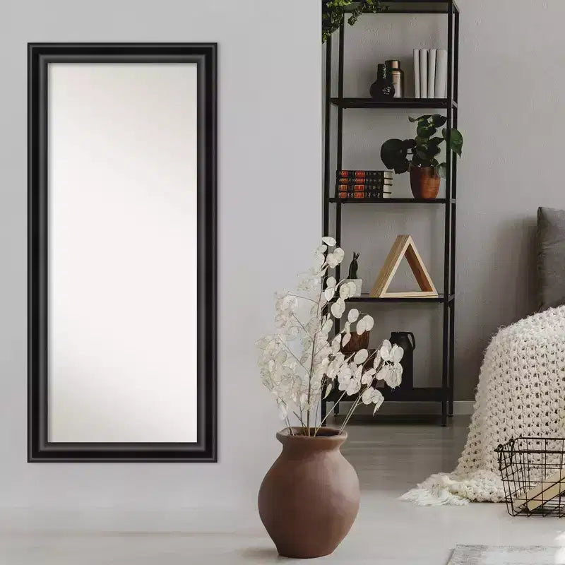 30" x 66" Full Length Floor Leaner Mirror with Black Frame
