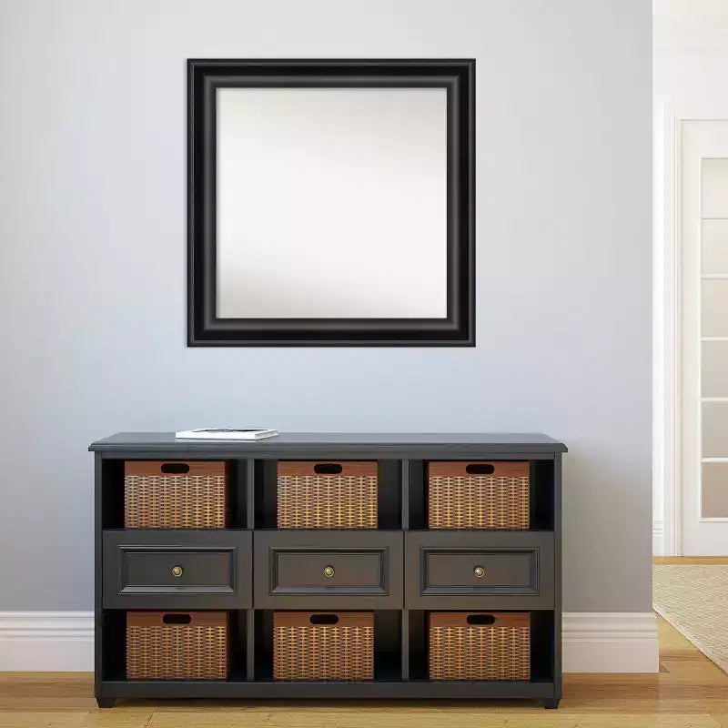 32" x 32" Square Framed Bathroom Wall Mirror - Black