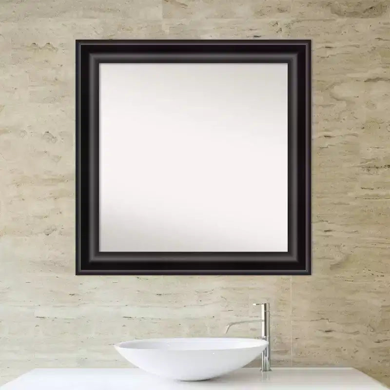 32" x 32" Square Framed Bathroom Wall Mirror - Black