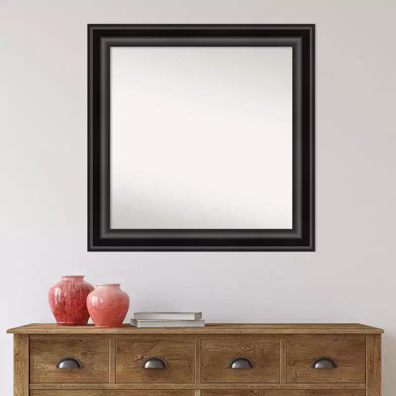 32" x 32" Square Framed Bathroom Wall Mirror - Black