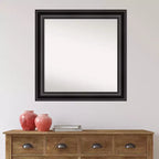 32" x 32" Square Framed Bathroom Wall Mirror - Black