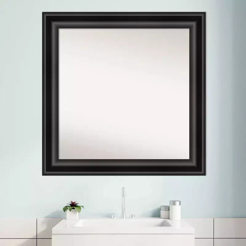 32" x 32" Square Framed Bathroom Wall Mirror - Black