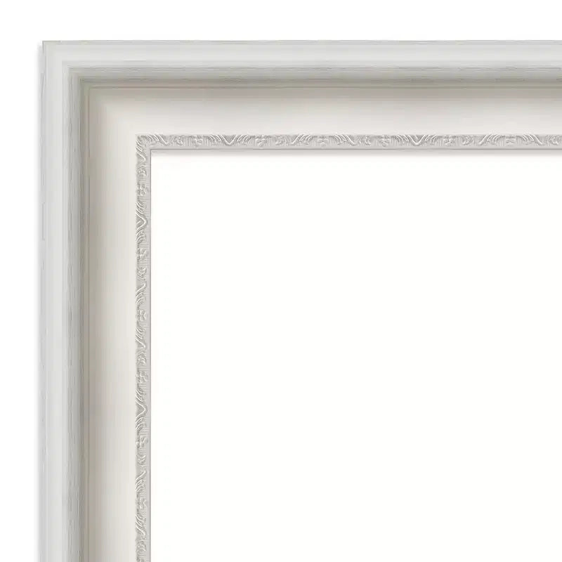 34" x 28" Non-Beveled Parlor White Bathroom Wall Mirror - Amanti Art: Modern Rectangle, Includes Mounting Hardware