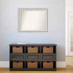 34" x 28" Non-Beveled Parlor White Bathroom Wall Mirror - Amanti Art: Modern Rectangle, Includes Mounting Hardware