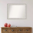 34" x 28" Non-Beveled Parlor White Bathroom Wall Mirror - Amanti Art: Modern Rectangle, Includes Mounting Hardware