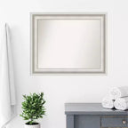 34" x 28" Non-Beveled Parlor White Bathroom Wall Mirror - Amanti Art: Modern Rectangle, Includes Mounting Hardware