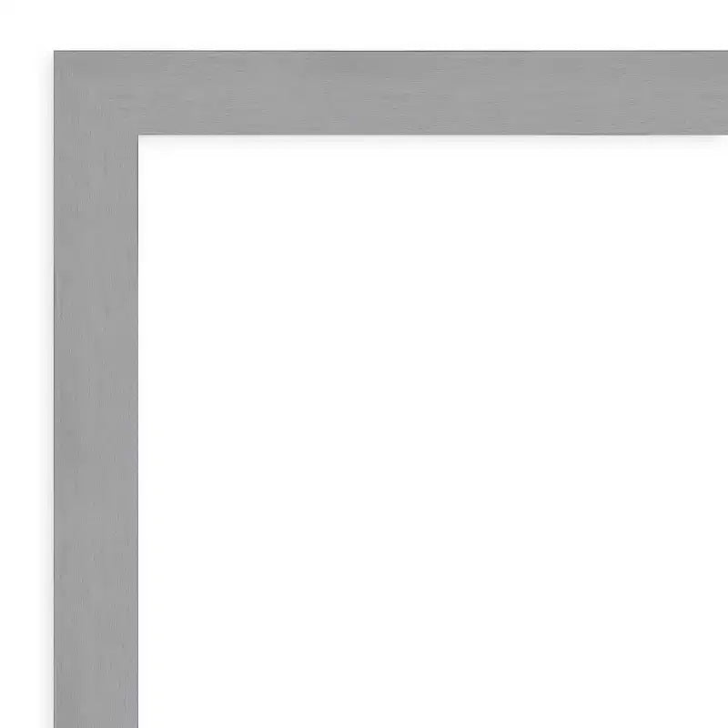 42" x 31" Non-Beveled Brushed Nickel Wall Mirror – Rectangle, Polystyrene Frame, Includes Mounting Hardware