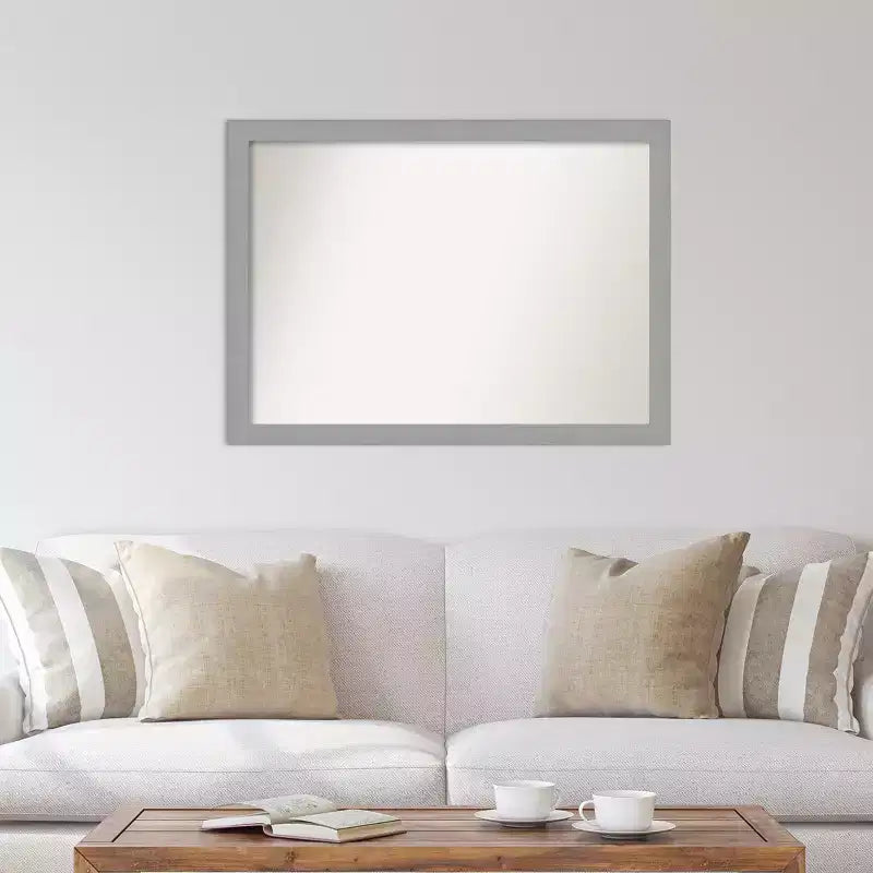 42" x 31" Non-Beveled Brushed Nickel Wall Mirror – Rectangle, Polystyrene Frame, Includes Mounting Hardware