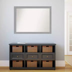 42" x 31" Non-Beveled Brushed Nickel Wall Mirror – Rectangle, Polystyrene Frame, Includes Mounting Hardware