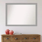 42" x 31" Non-Beveled Brushed Nickel Wall Mirror – Rectangle, Polystyrene Frame, Includes Mounting Hardware