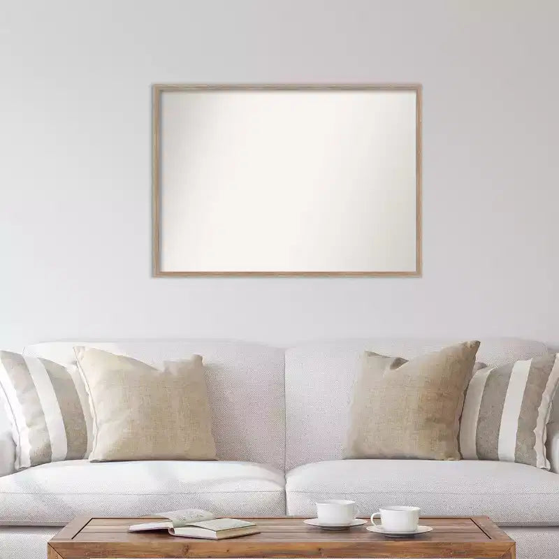 39" x 28" Non-Beveled Whitewash Wood Wall Mirror