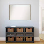 39" x 28" Non-Beveled Whitewash Wood Wall Mirror