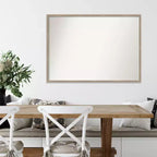 39" x 28" Non-Beveled Whitewash Wood Wall Mirror