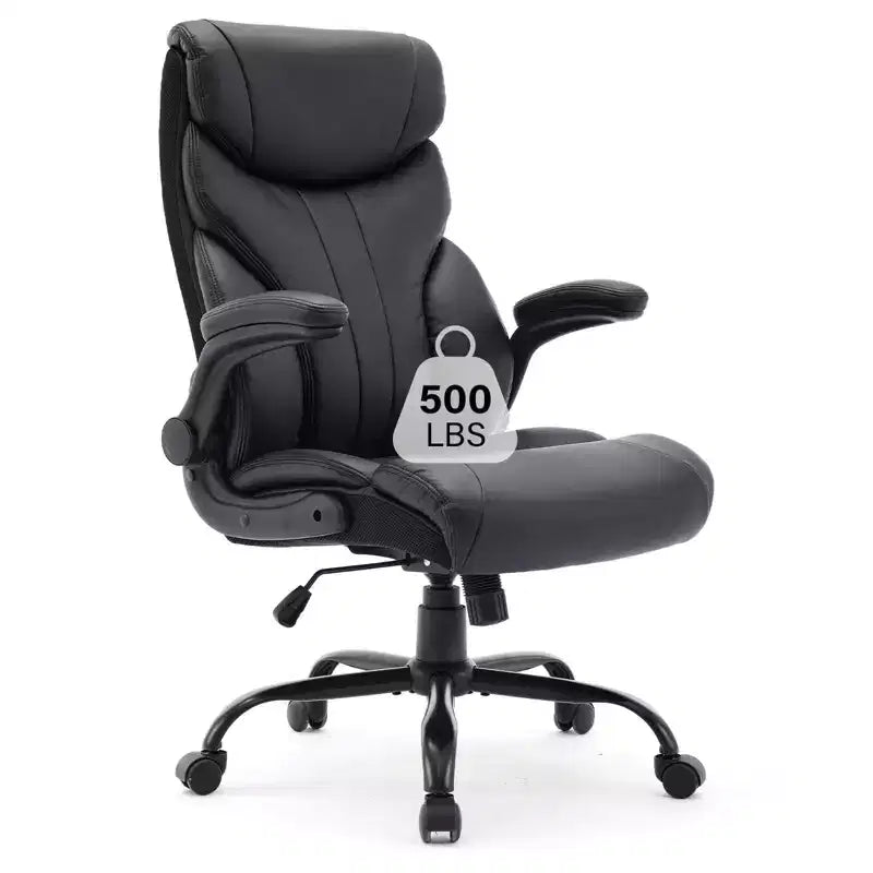 High Back Executive Office Chair with Adjustable Height, Lumbar Support and Flip-Up Arms