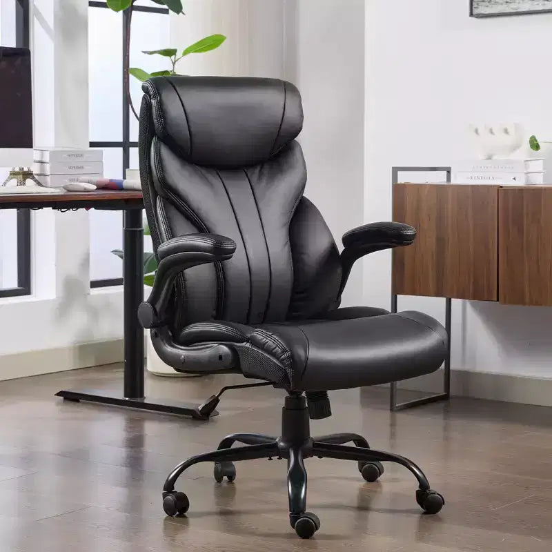 High Back Executive Office Chair with Adjustable Height, Lumbar Support and Flip-Up Arms