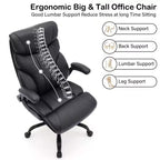 High Back Executive Office Chair with Adjustable Height, Lumbar Support and Flip-Up Arms