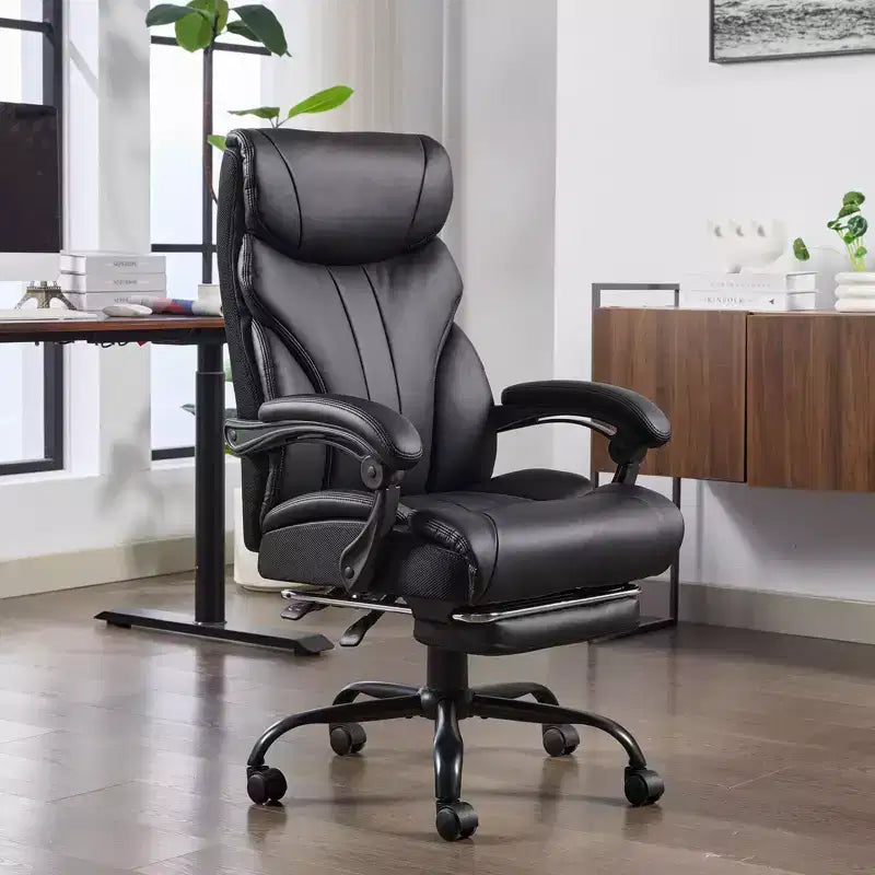High Back Executive Office Chair with Adjustable Height, Lumbar Support and Flip-Up Arms