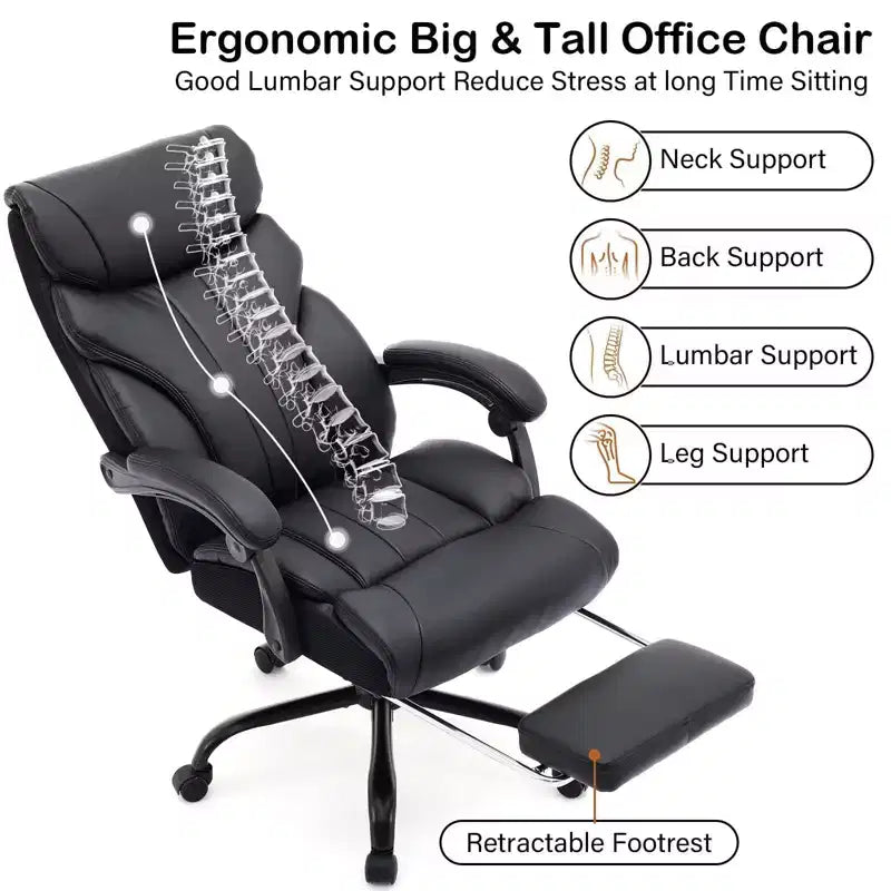 High Back Executive Office Chair with Adjustable Height, Lumbar Support and Flip-Up Arms