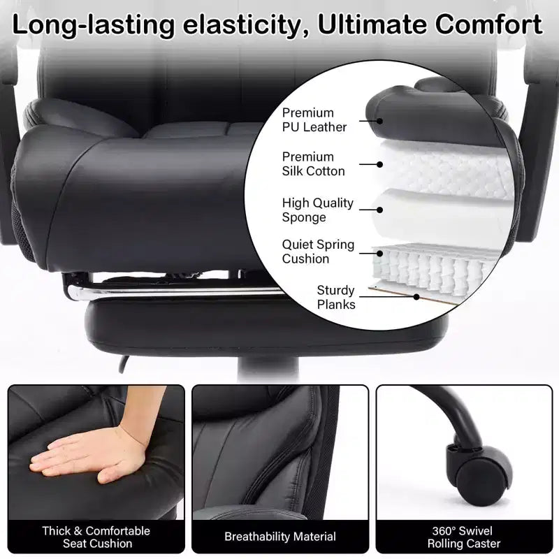 High Back Executive Office Chair with Adjustable Height, Lumbar Support and Flip-Up Arms