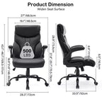 High Back Executive Office Chair with Adjustable Height, Lumbar Support and Flip-Up Arms