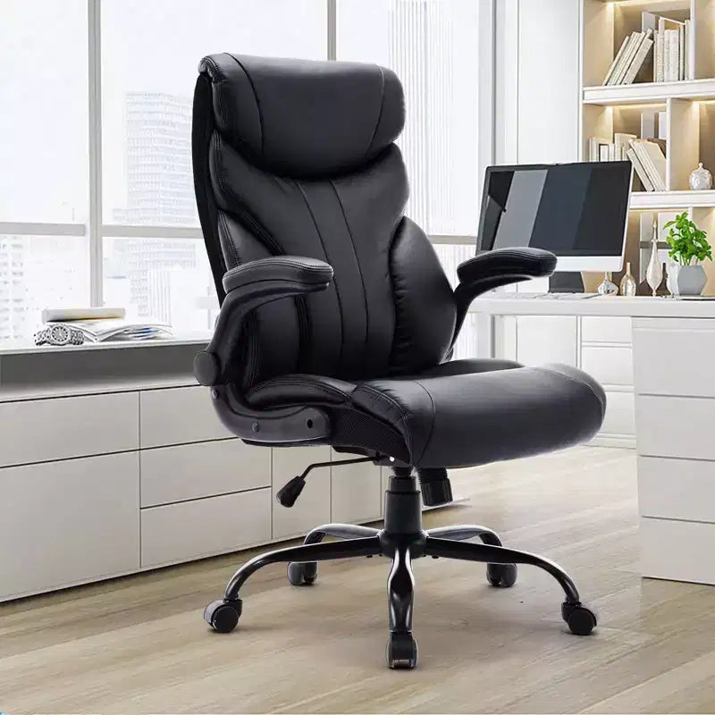 High Back Executive Office Chair with Adjustable Height, Lumbar Support and Flip-Up Arms