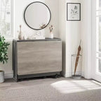 Foldable Drop Leaf Dining Table with Storage Shelves and Wheels