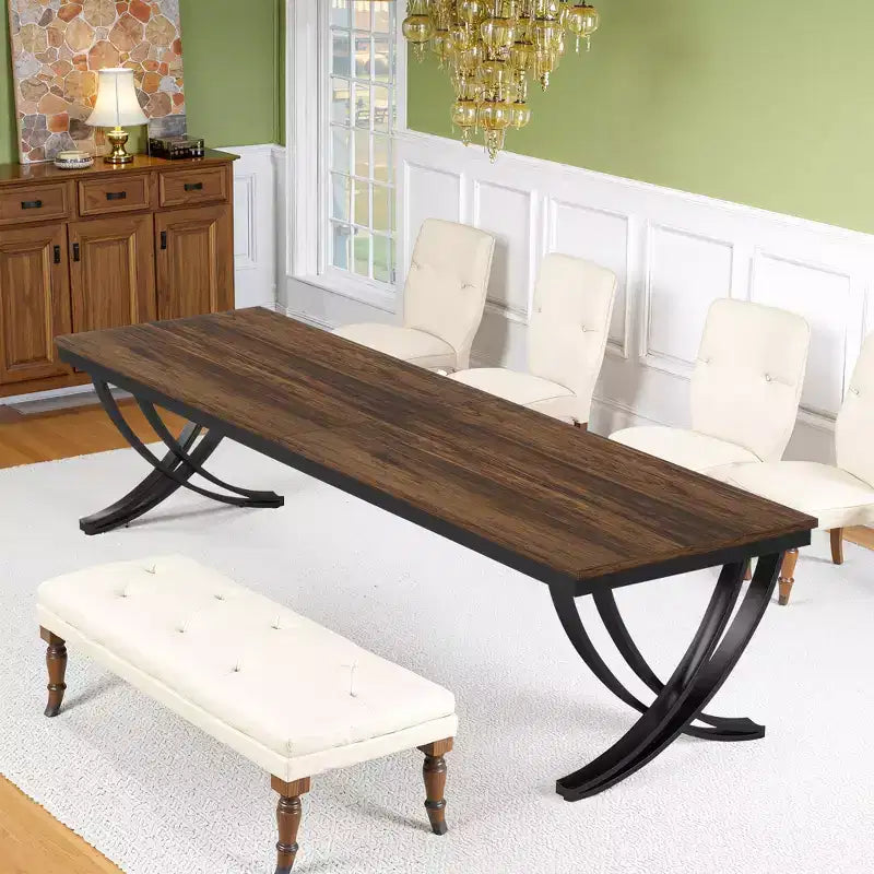 78" Rectangular Industrial Dining Table, Seats 6-8, Heavy-Duty Metal Legs