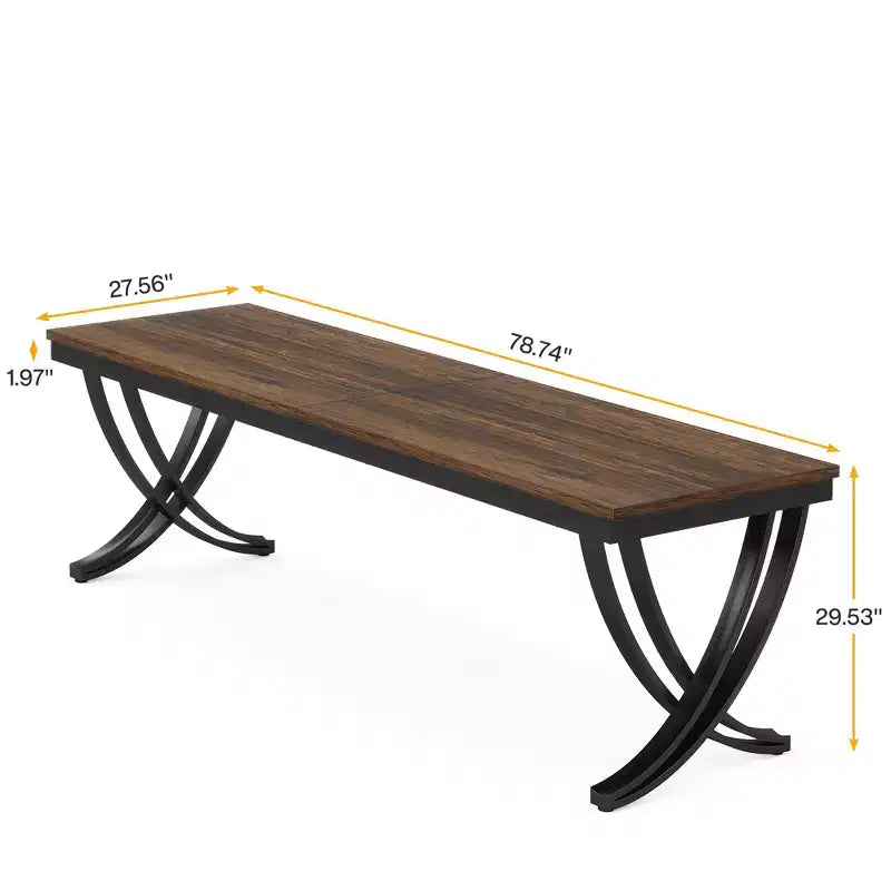78" Rectangular Industrial Dining Table, Seats 6-8, Heavy-Duty Metal Legs