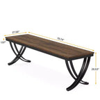 78" Rectangular Industrial Dining Table, Seats 6-8, Heavy-Duty Metal Legs