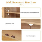 4-Door Retro Style Arched Glass Storage Buffet Cabinet with Adjustable Shelves