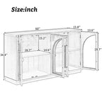 4-Door Retro Style Arched Glass Storage Buffet Cabinet with Adjustable Shelves