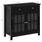 Sideboard Buffet Cabinet with Glass Doors, Adjustable Shelf and 2 Drawers