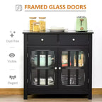 Sideboard Buffet Cabinet with Glass Doors, Adjustable Shelf and 2 Drawers