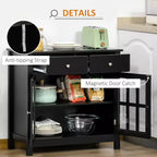 Sideboard Buffet Cabinet with Glass Doors, Adjustable Shelf and 2 Drawers