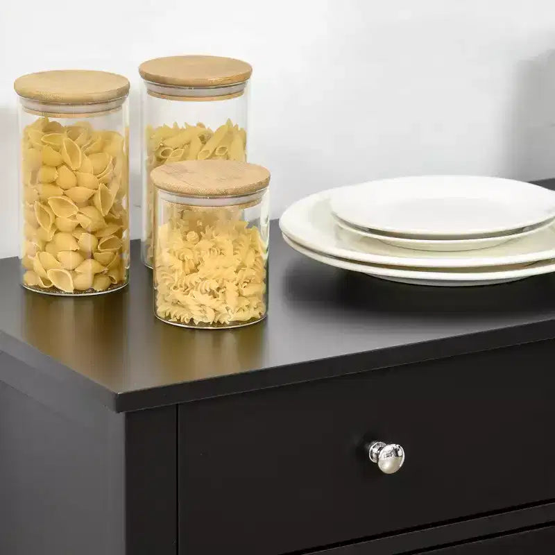 Sideboard Buffet Cabinet with Glass Doors, Adjustable Shelf and 2 Drawers