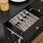 Sideboard Buffet Cabinet with Glass Doors, Adjustable Shelf and 2 Drawers