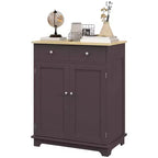 Kitchen Storage Cabinet, Sideboard Floor Cupboard with Solid Wood Top, Adjustable Shelf, and 2 Drawers