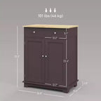 Kitchen Storage Cabinet with Wood Top, Adjustable Shelf and 2 Drawers