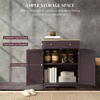 Kitchen Storage Cabinet with Wood Top, Adjustable Shelf and 2 Drawers
