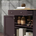 Kitchen Storage Cabinet with Wood Top, Adjustable Shelf and 2 Drawers