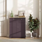 Kitchen Storage Cabinet with Wood Top, Adjustable Shelf and 2 Drawers