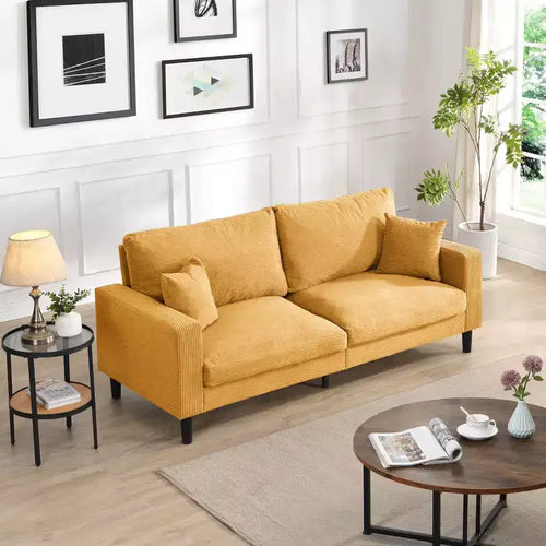 3-Seat Upholstered Sofa with Wooden Frame
